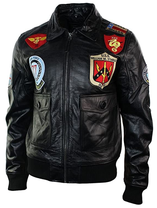 Il giubbotto di volo pilota marina militare US Navy piloti militari aviatore aviatori top gun giacca ciacche pelle con patch patches stemmi 301614
